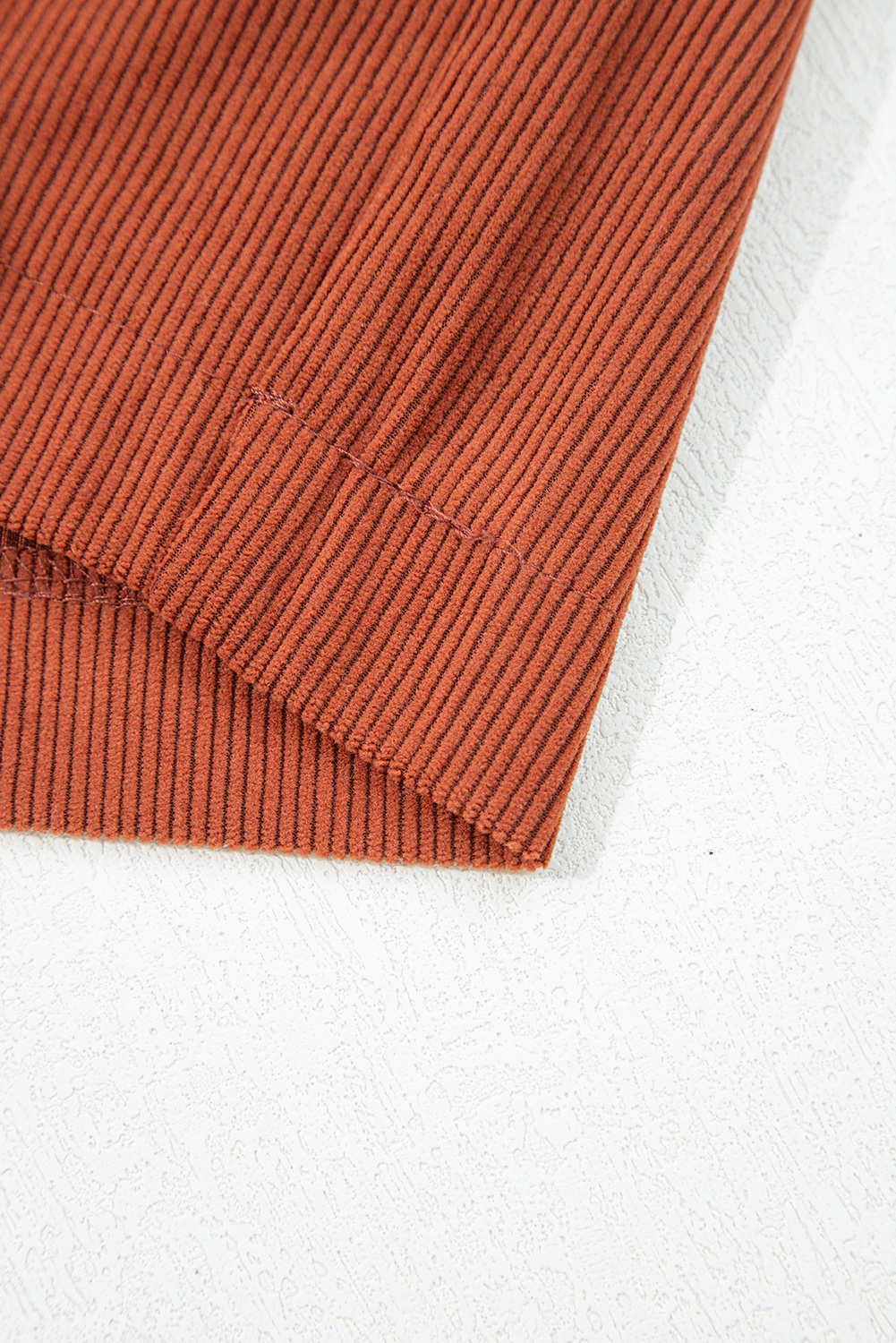 Clay Button Decor Scalloped Edge High Waist Corduroy Shorts - Image 8