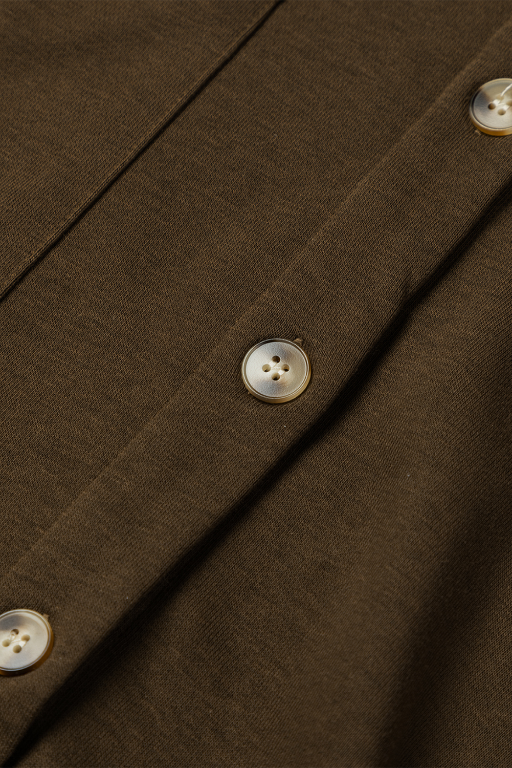 Dark Brown Button Up Contrast Knitted Sleeves Hooded Jacket - Image 6