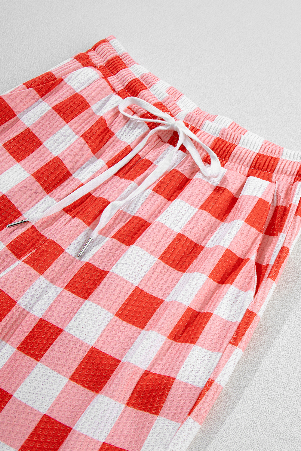 Multicolor Christmas Claus Graphic Top Plaid Pants Lounge Set - Image 8