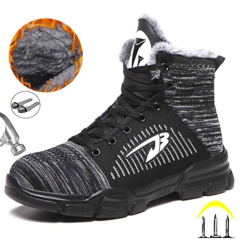 Lightweight Safety Shoes Men Winter Shoes 2020 New Work Safety Boots Male Steel Toe Shoes Anti-puncture Work Sneakers Men Boots - Image 3