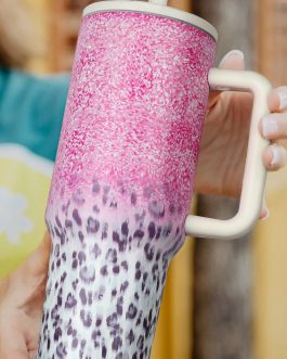Pink Leopard Gradient 40oz Stainless Steel Thermos Travel Cup