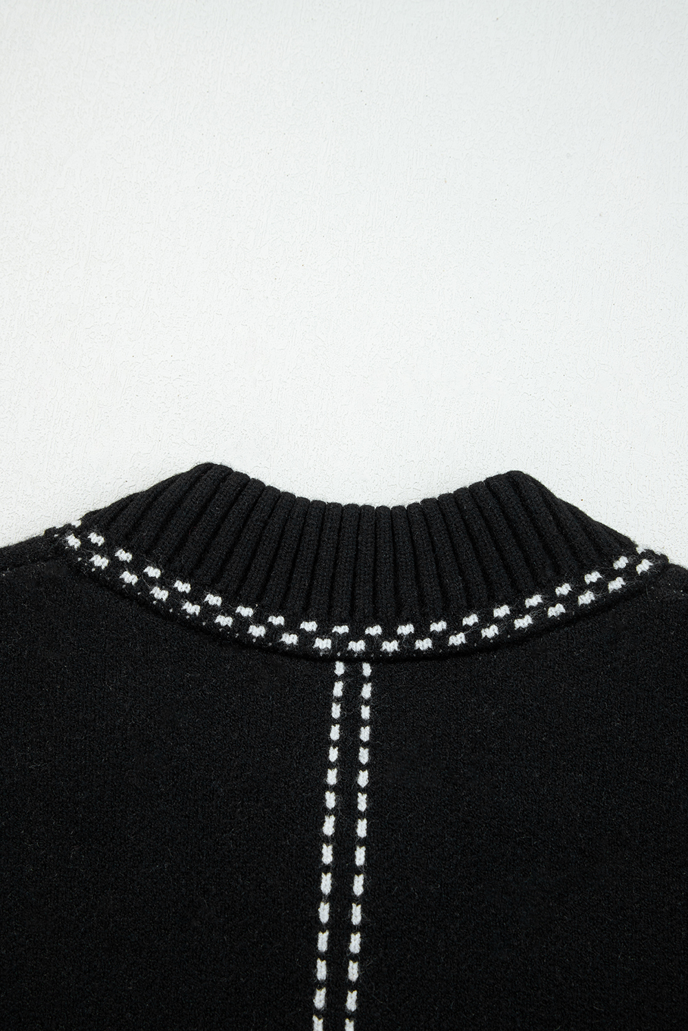 Black Contrast Trim Button up Sweater Cardigan - Image 7