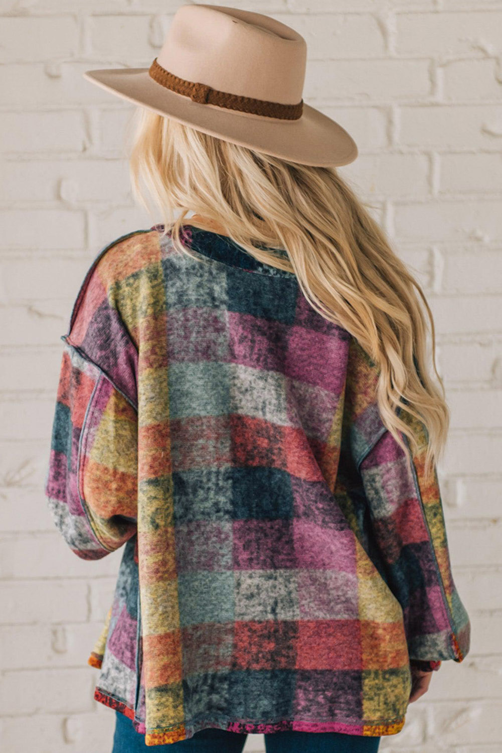 Multicolor Brushed Checked Western Buttoned Jacket - Image 2