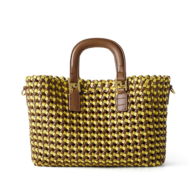 Soft Leather Woven Shoulder Bag Large Fashion Tote Bag Women Top Handle Handbags 2 Pcs Set Luxury Design Crossbody Bag - Image 7