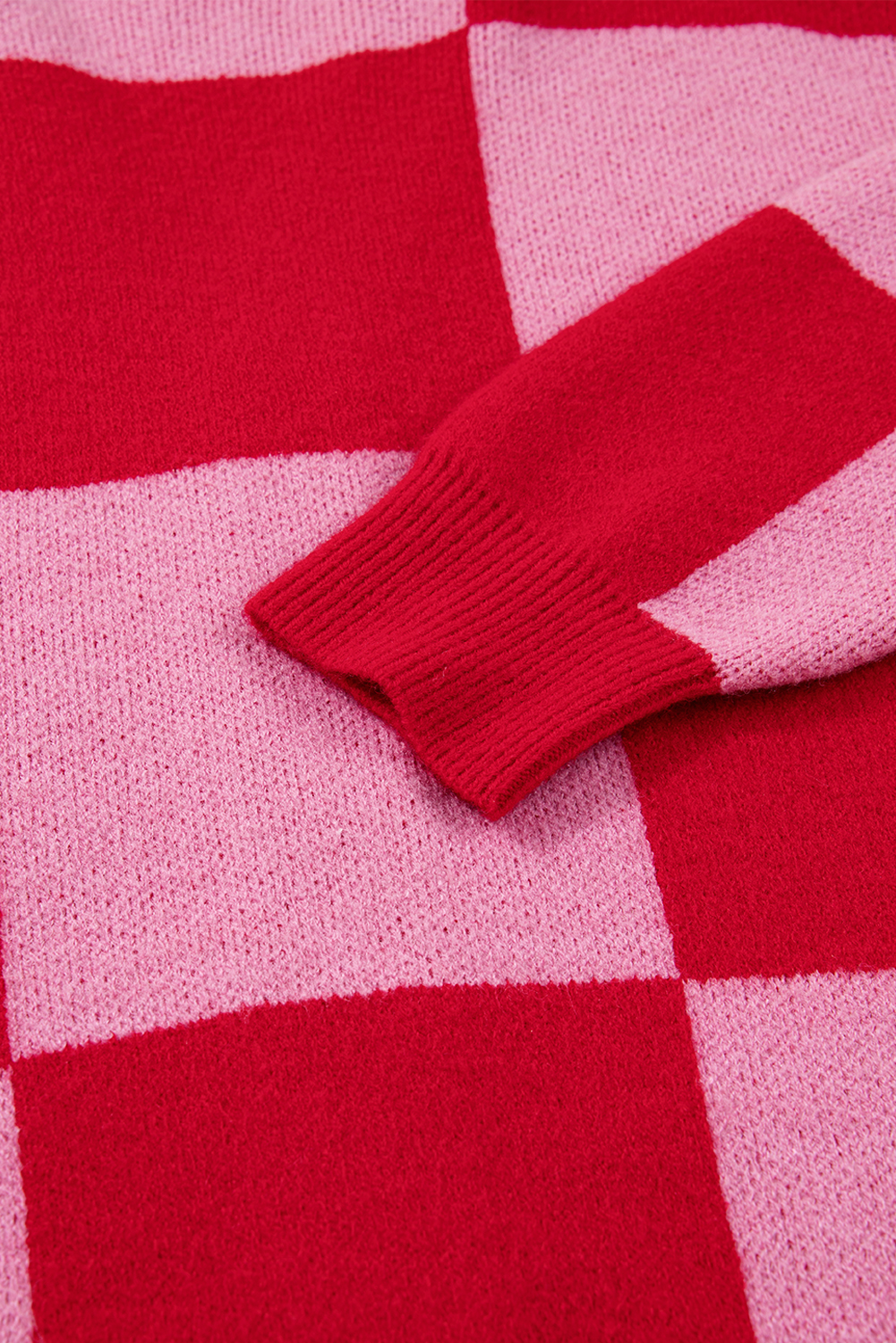 Fiery Red Mixed Plaid Relaxed Sweater Cardigan - Image 7