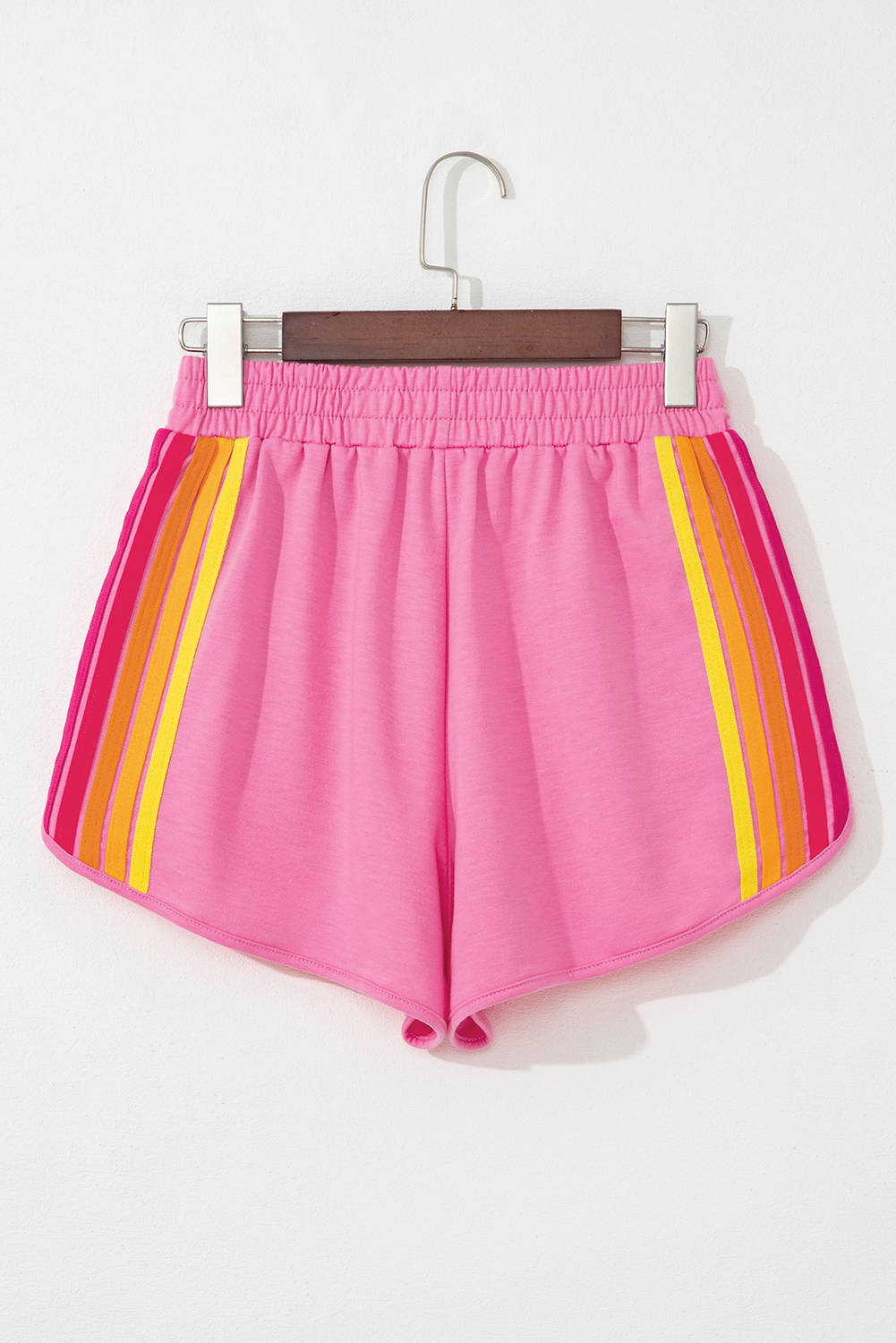 Bonbon Color Block Stripes Elastic High Waist Active Shorts - Image 4