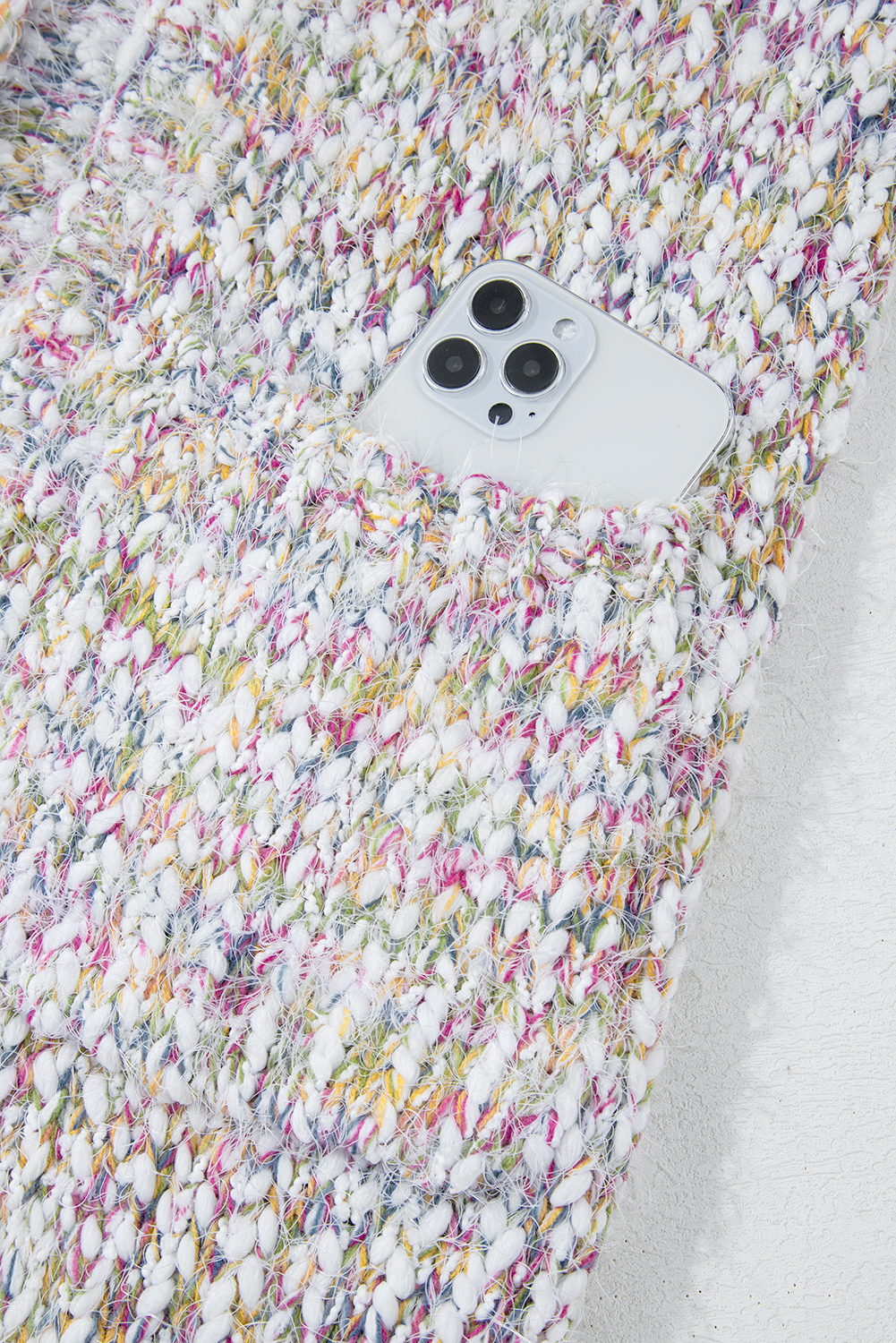 Yellow Multicolor Confetti Open Front Knit Cardigan - Image 8