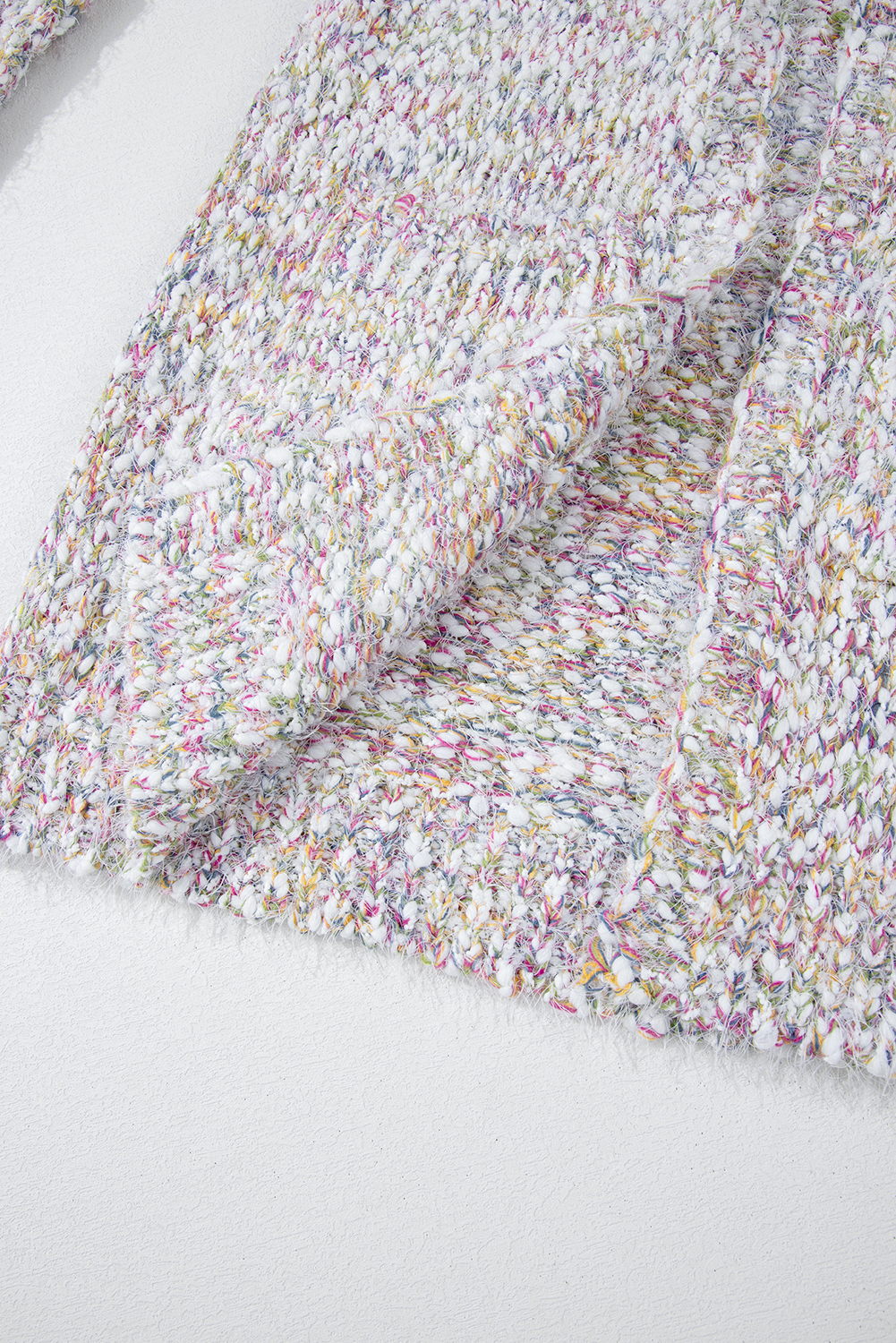 Yellow Multicolor Confetti Open Front Knit Cardigan - Image 7