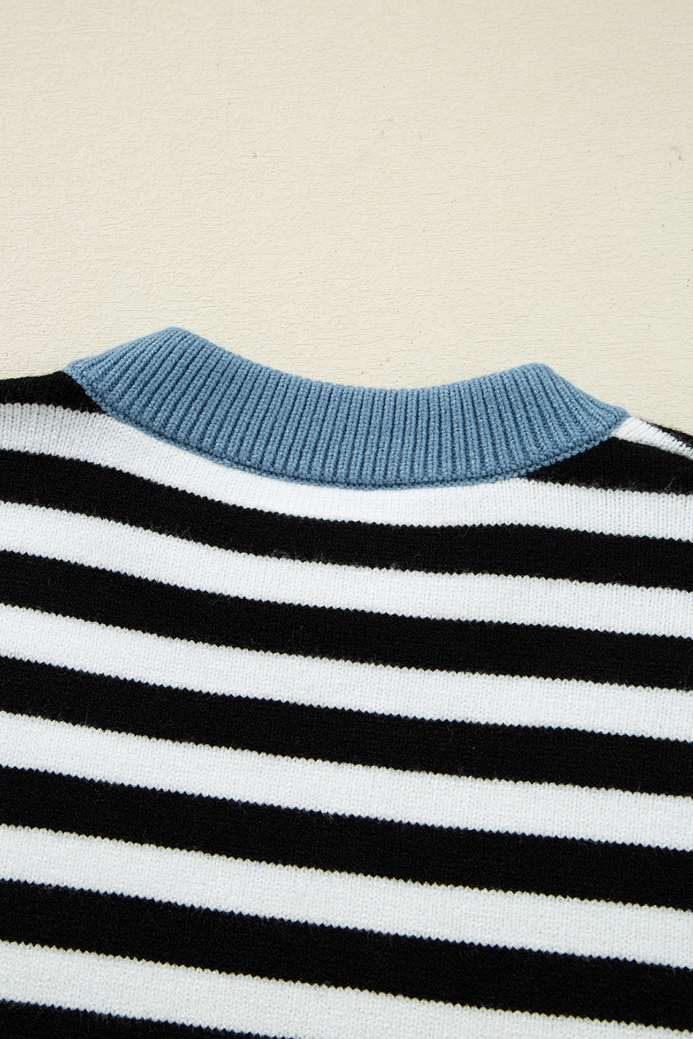 Color black Striped Panels Colorblock Sleeve Chic Sweater - Image 6