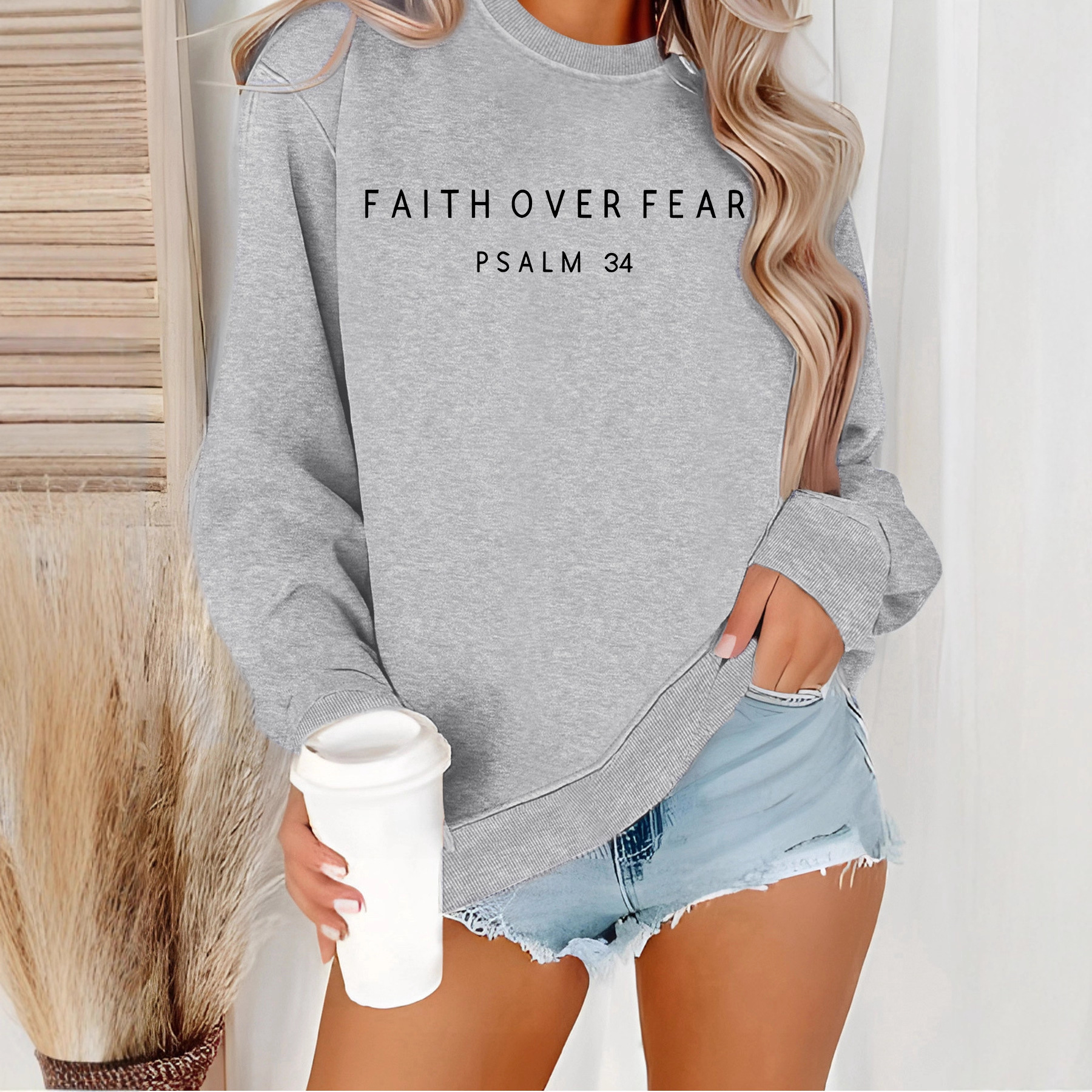 Sweatshirt with loose letter print - Image 2