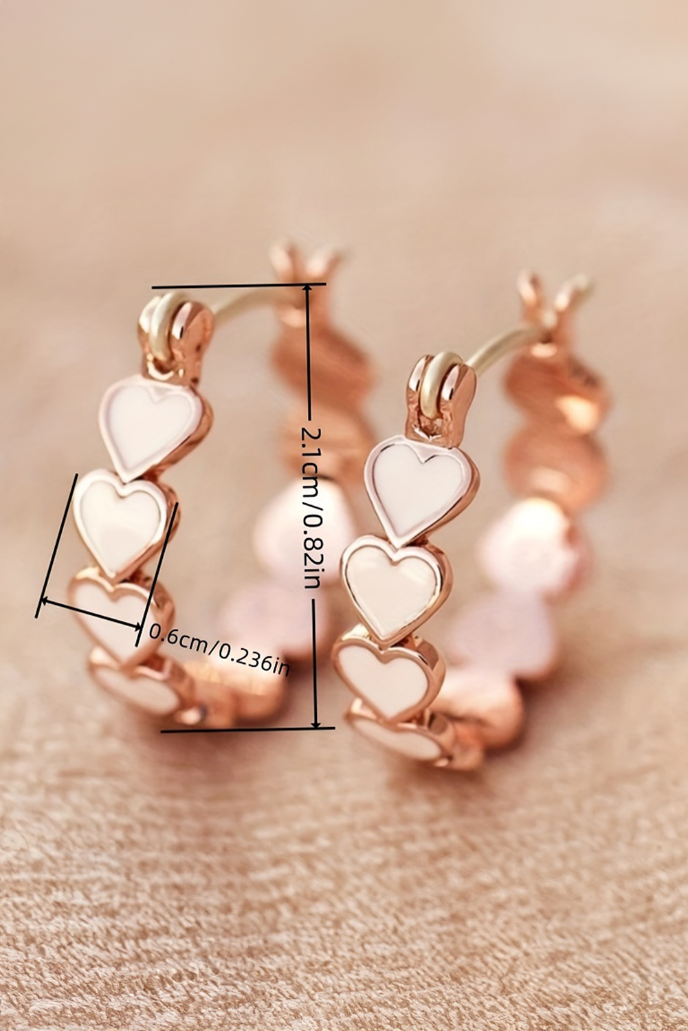 White Heart Shape Plated Alloy Small Hook Earrings - Image 4