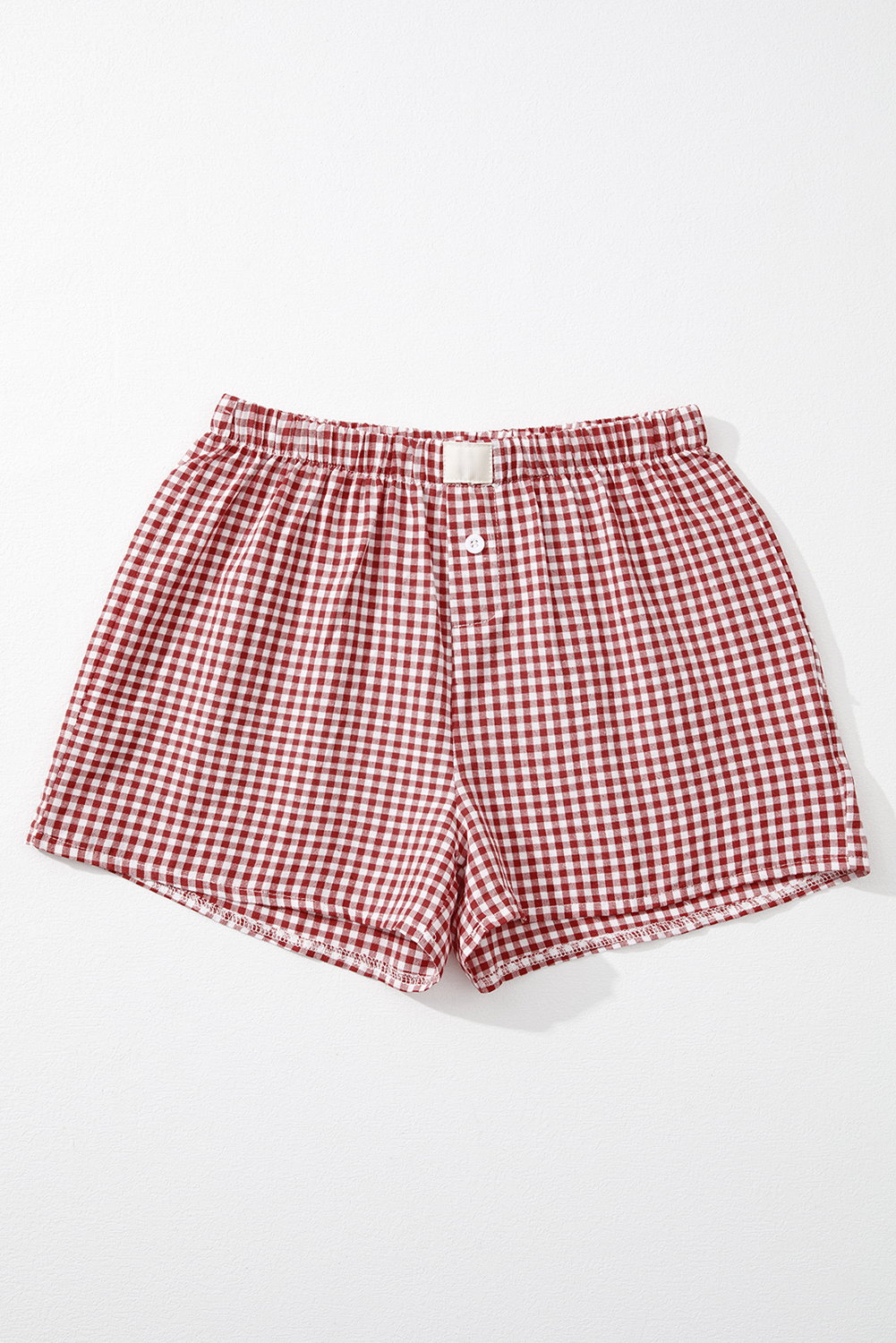 Red Gingham Printed High Waist Shorts - Image 6
