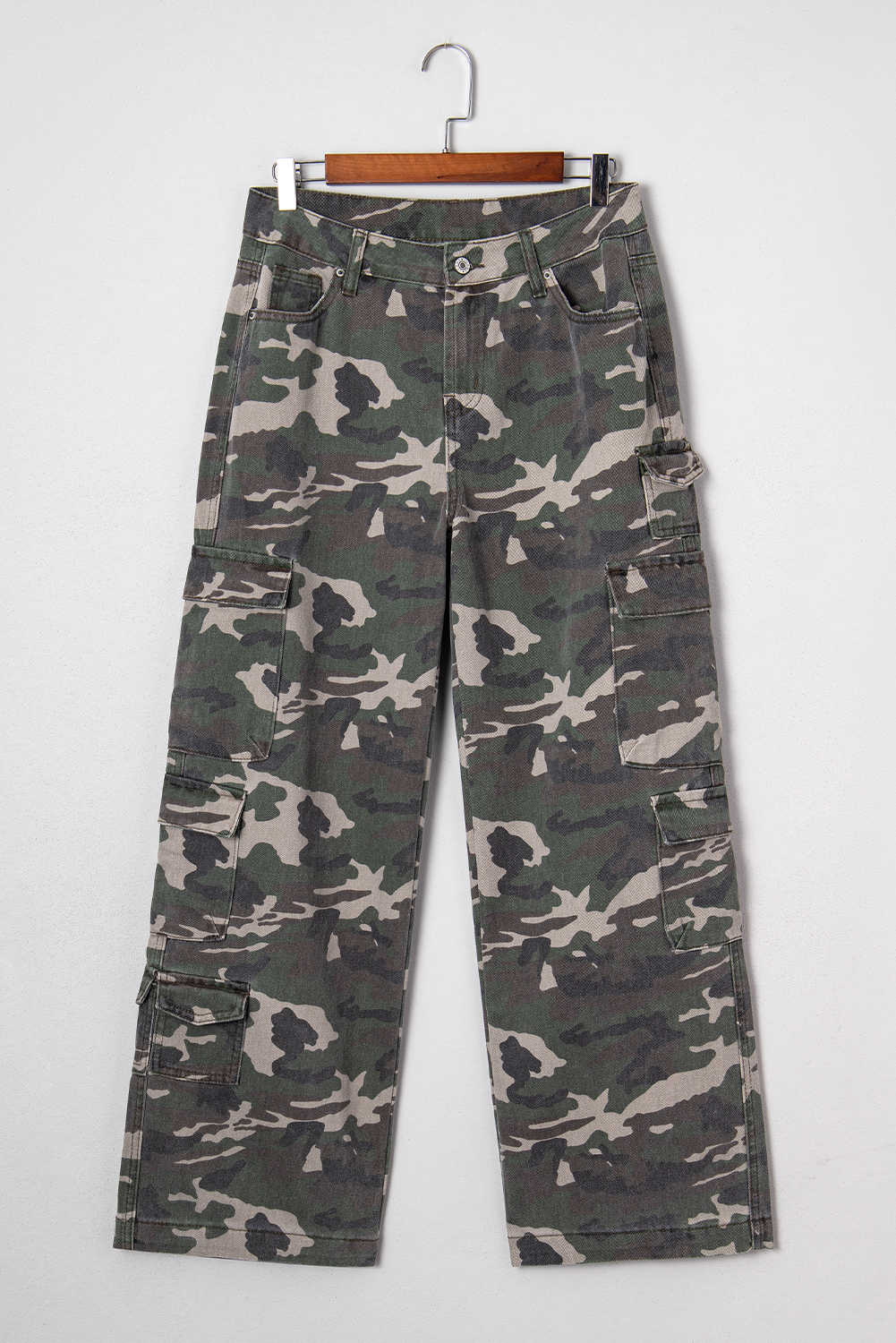 Green Camo Cargo Wide Leg Pants - Image 4