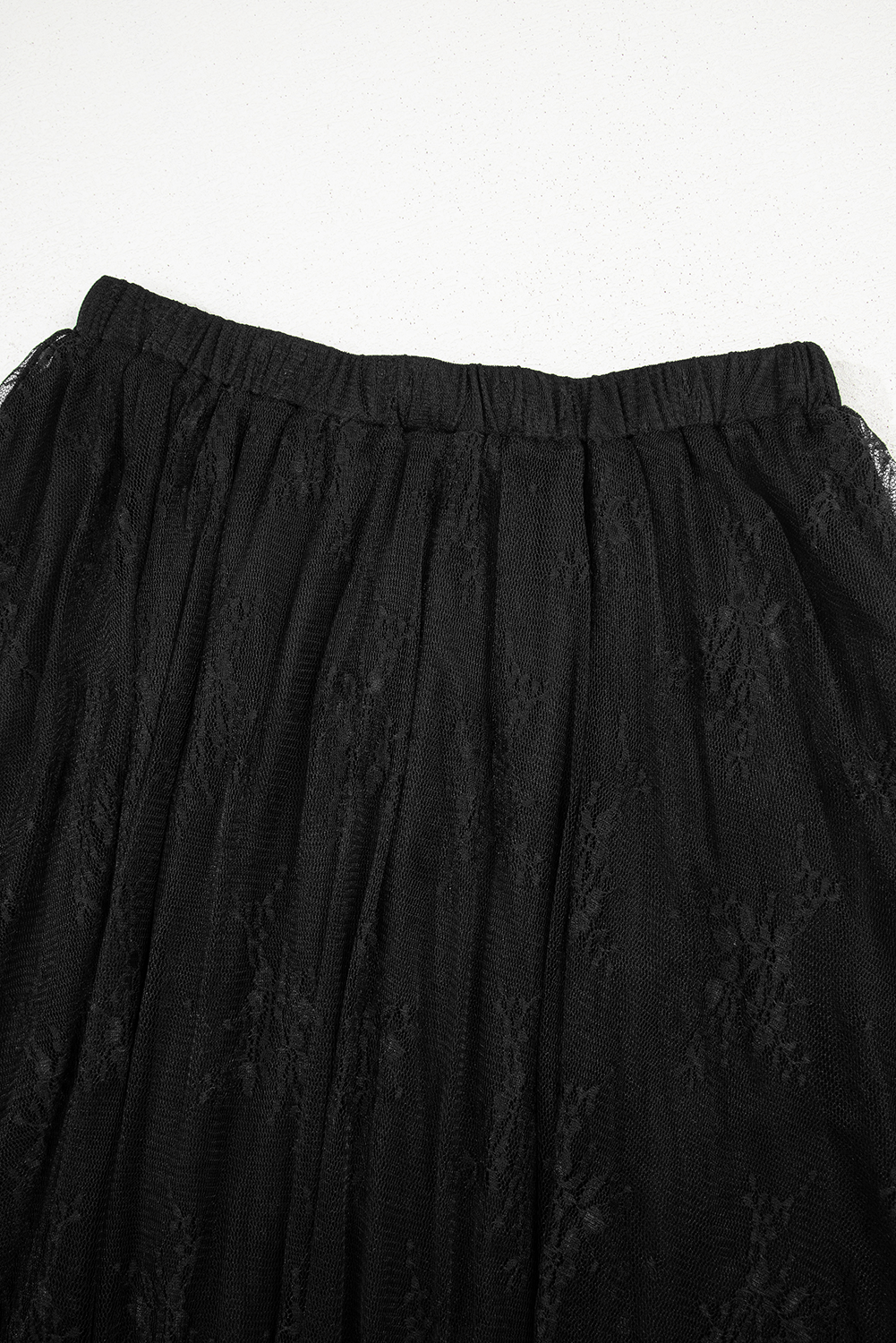 Black Lace Cascading Tiered High Waist Maxi Skirt - Image 8