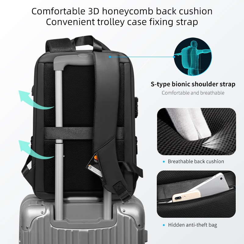 Fenruien Brand Laptop Backpack Anti-theft Waterproof School Backpacks USB Charging Men Business Travel Bag Backpack New Design - Image 4