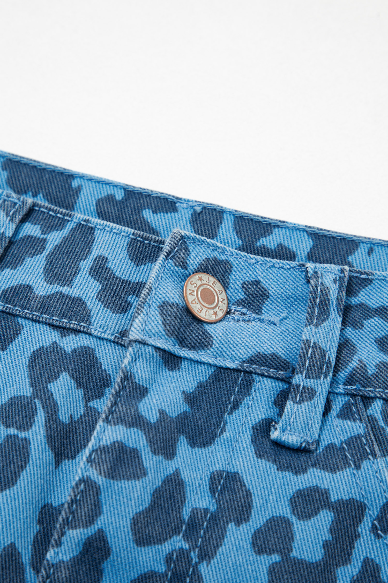 Sky Blue Leopard Denim Frayed Split Denim Midi Skirt - Image 10