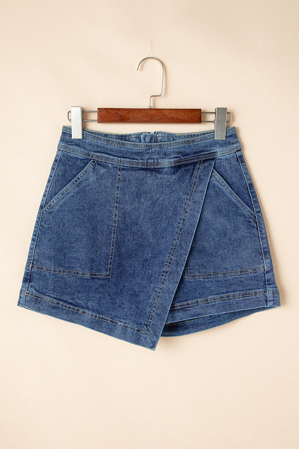 Ashleigh Blue Faux Wrapped Mini Denim Skort - Image 4