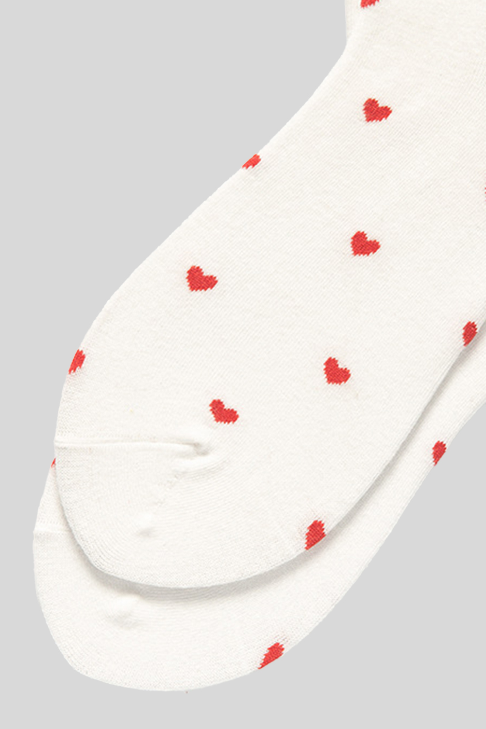 White Valentines Heart Pattern Crew Socks - Image 3