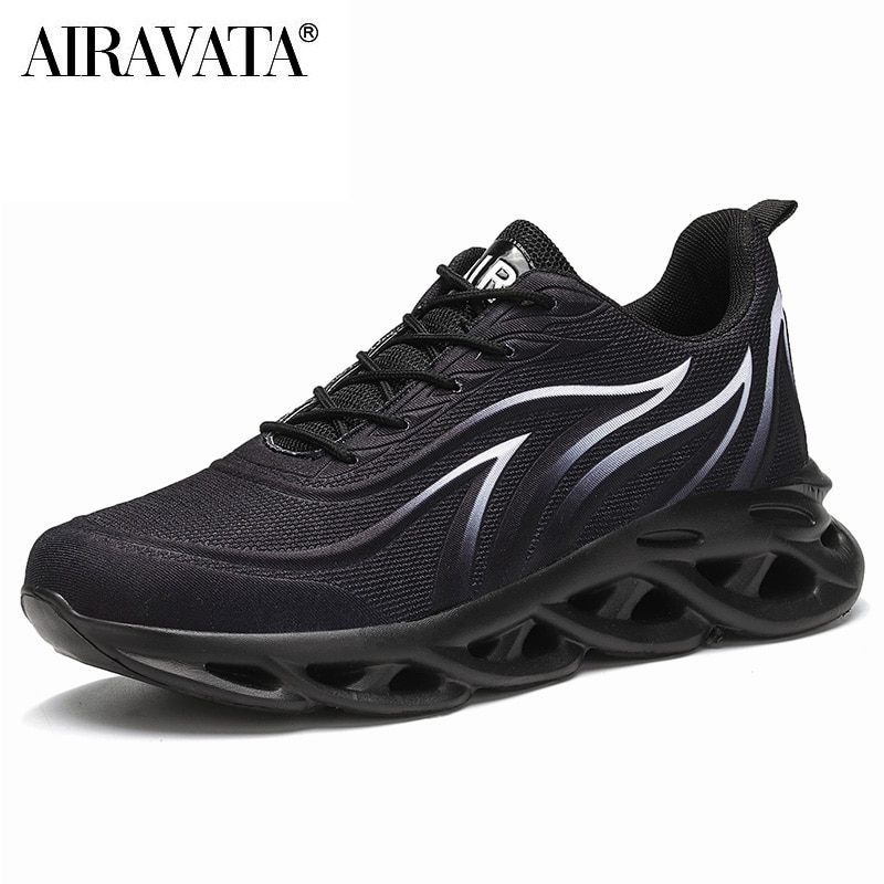 Men's Flame Printed Sneakers Flying Weave Sports Shoes - Image 4