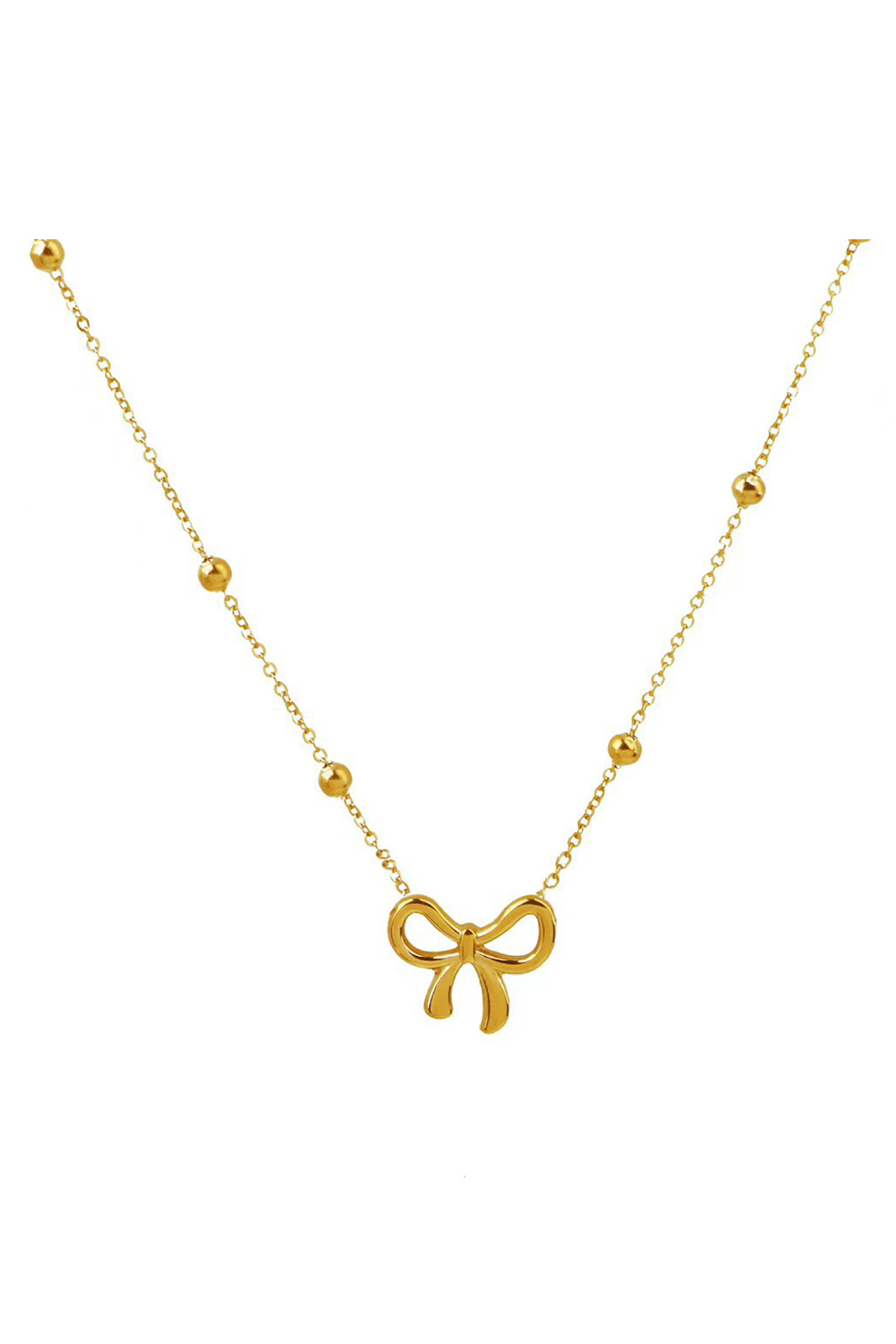 Gold Bowknot Pendant Plated Choker Necklace - Image 3