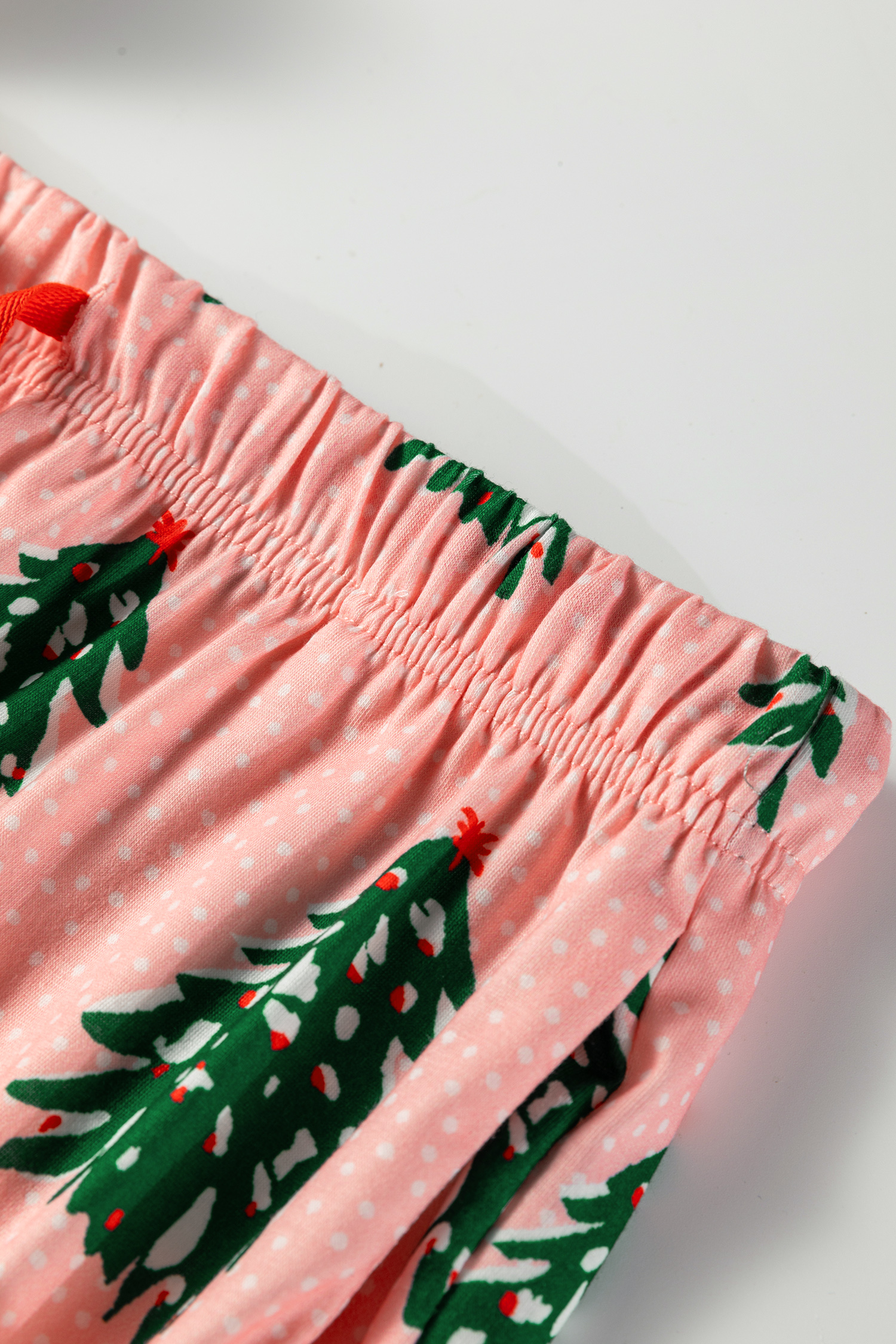 Pink Checkered MERRY Graphic Christmas Tree Print Short Lounge Set - Image 7