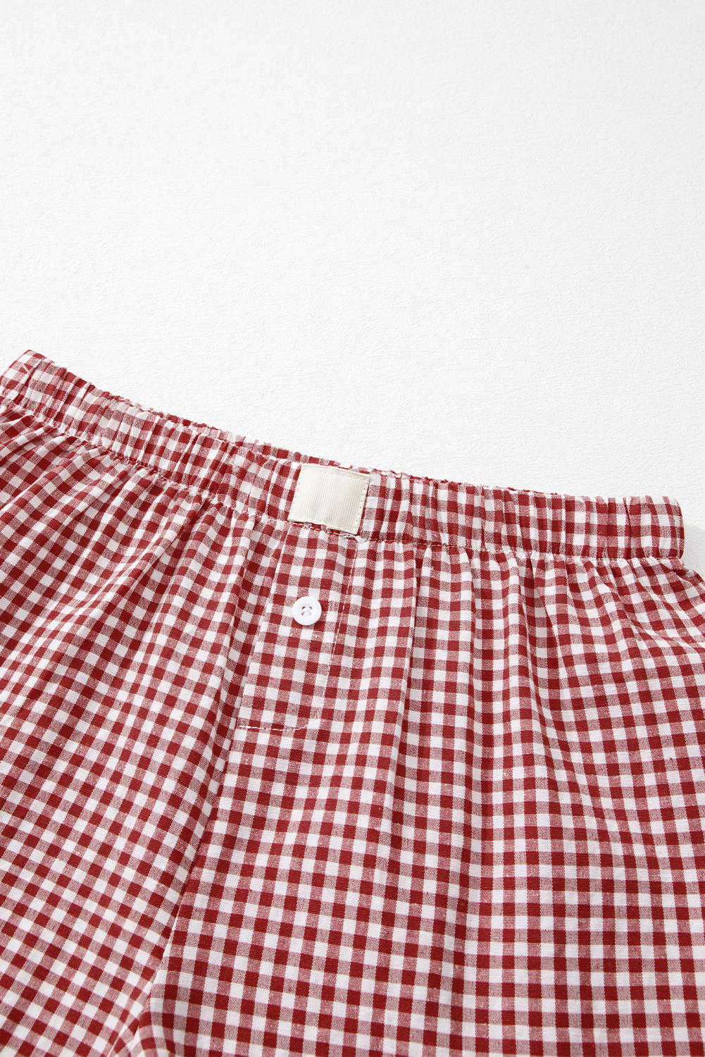 Red Gingham Printed High Waist Shorts - Image 8