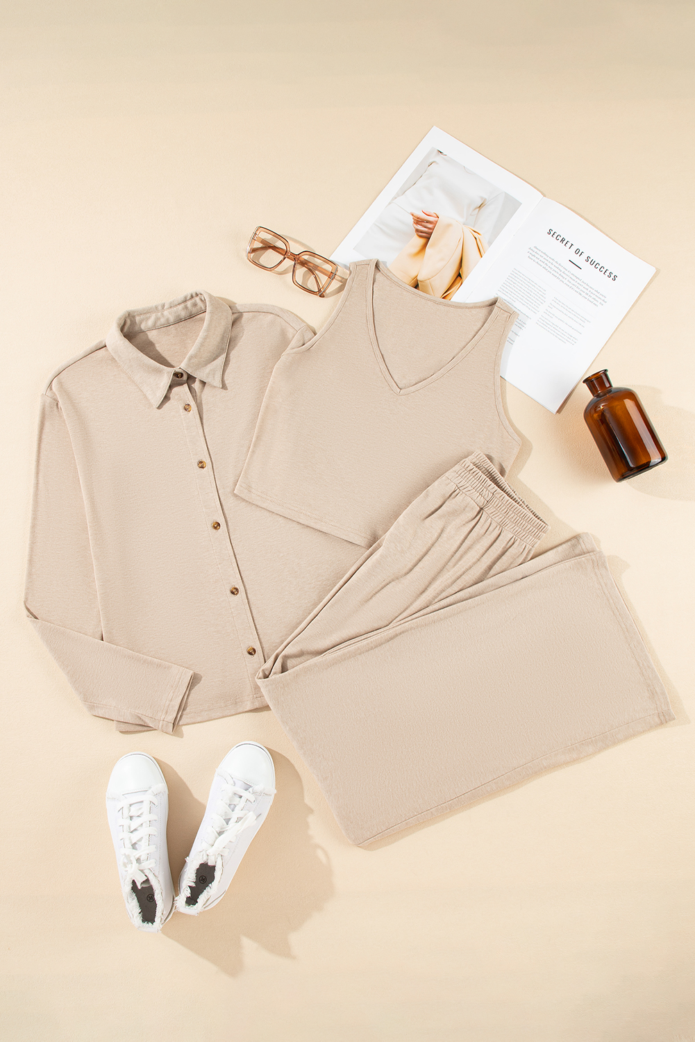 Oatmeal 3-Piece Cozy Knit Lounge Set - Image 4