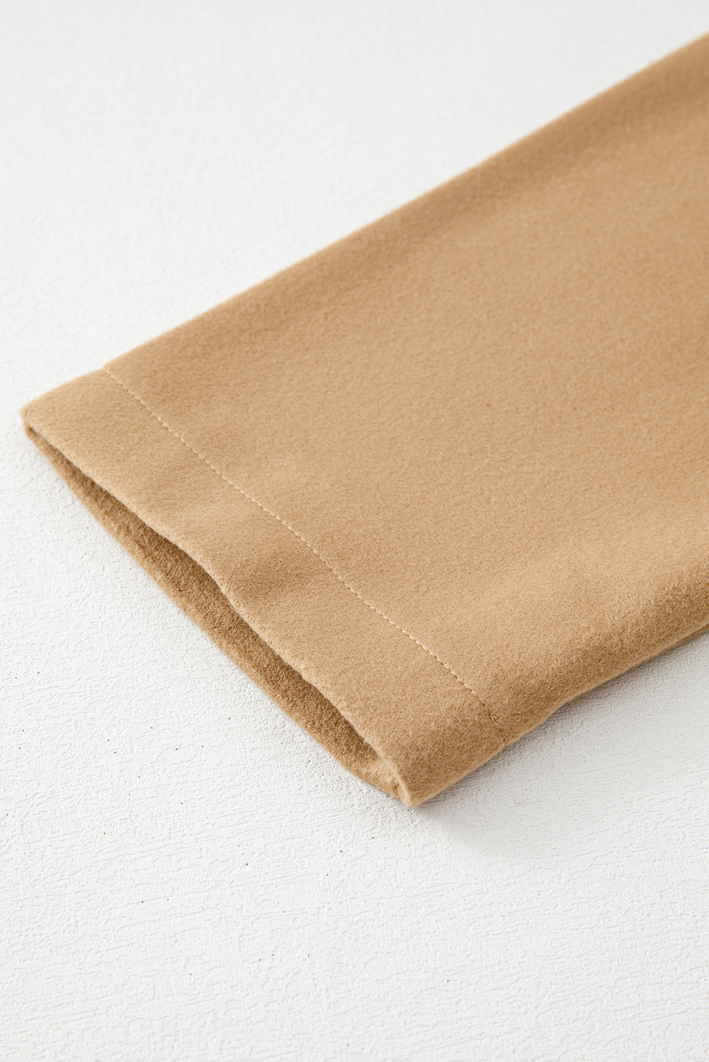 Light French Beige Solid Color Casual Zip up Hooded Coat - Image 8