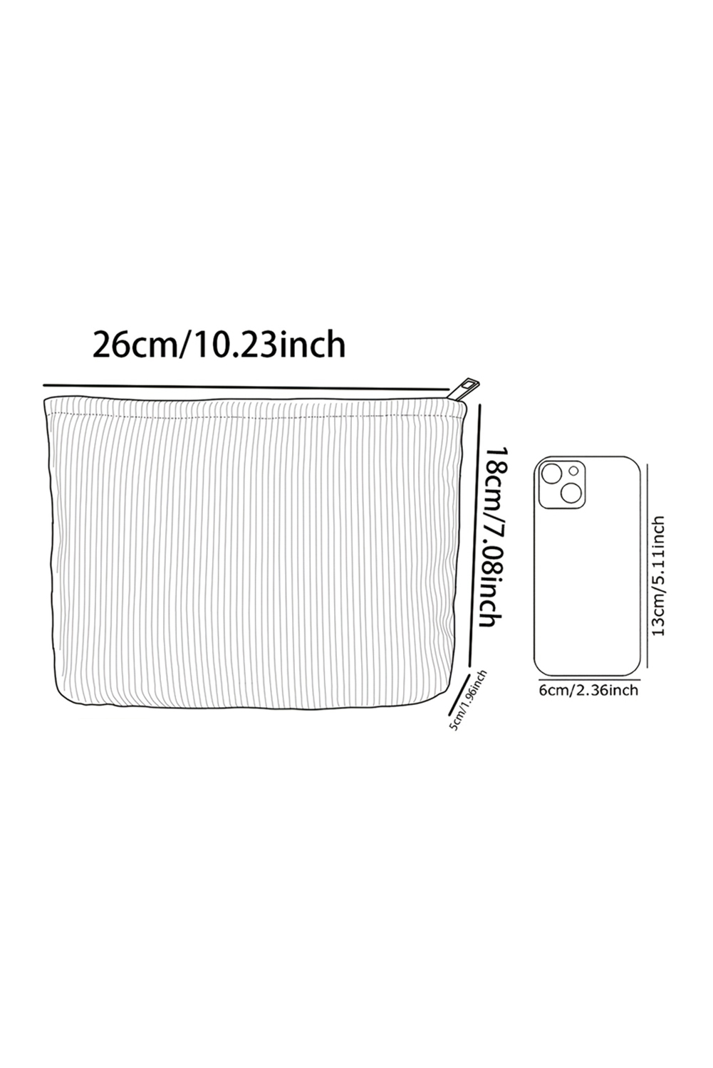 White Floral Print Corduroy Minimalist Storage Bag - Image 5