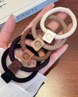 Chestnut 5pcs Smile Face Decor Braided Hair Ties
