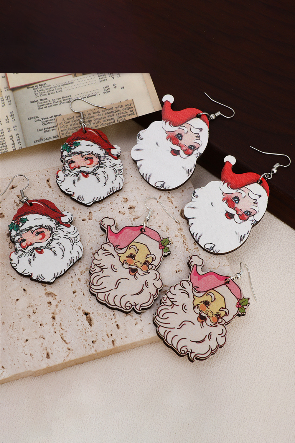 White 3 Pairs Christmas Santa Clause Pendant Hook Earrings - Image 5