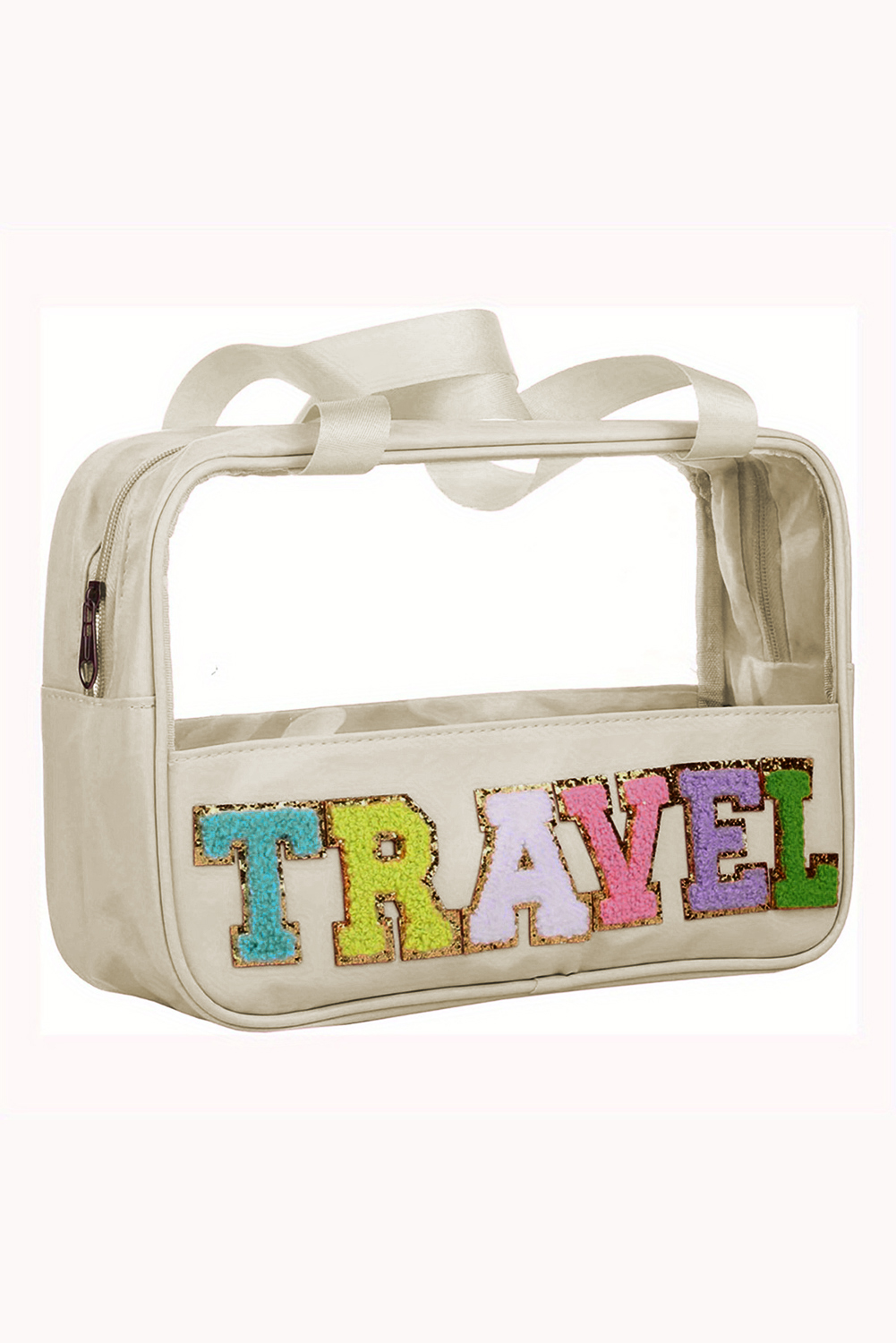 Parchment TRAVEL Chenille Letter Clear PVC Makeup Bag - Image 6