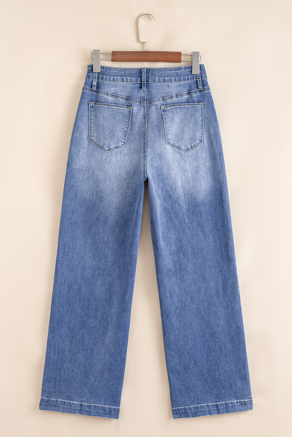 Beau Blue Tailored Center Seam Detail Straight Loose High Rise Jeans - Image 5