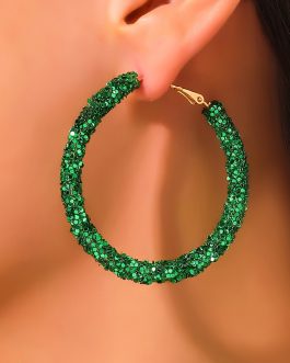 Dark Green St. Patricks Fashion Daring Sequin Loop Earrings