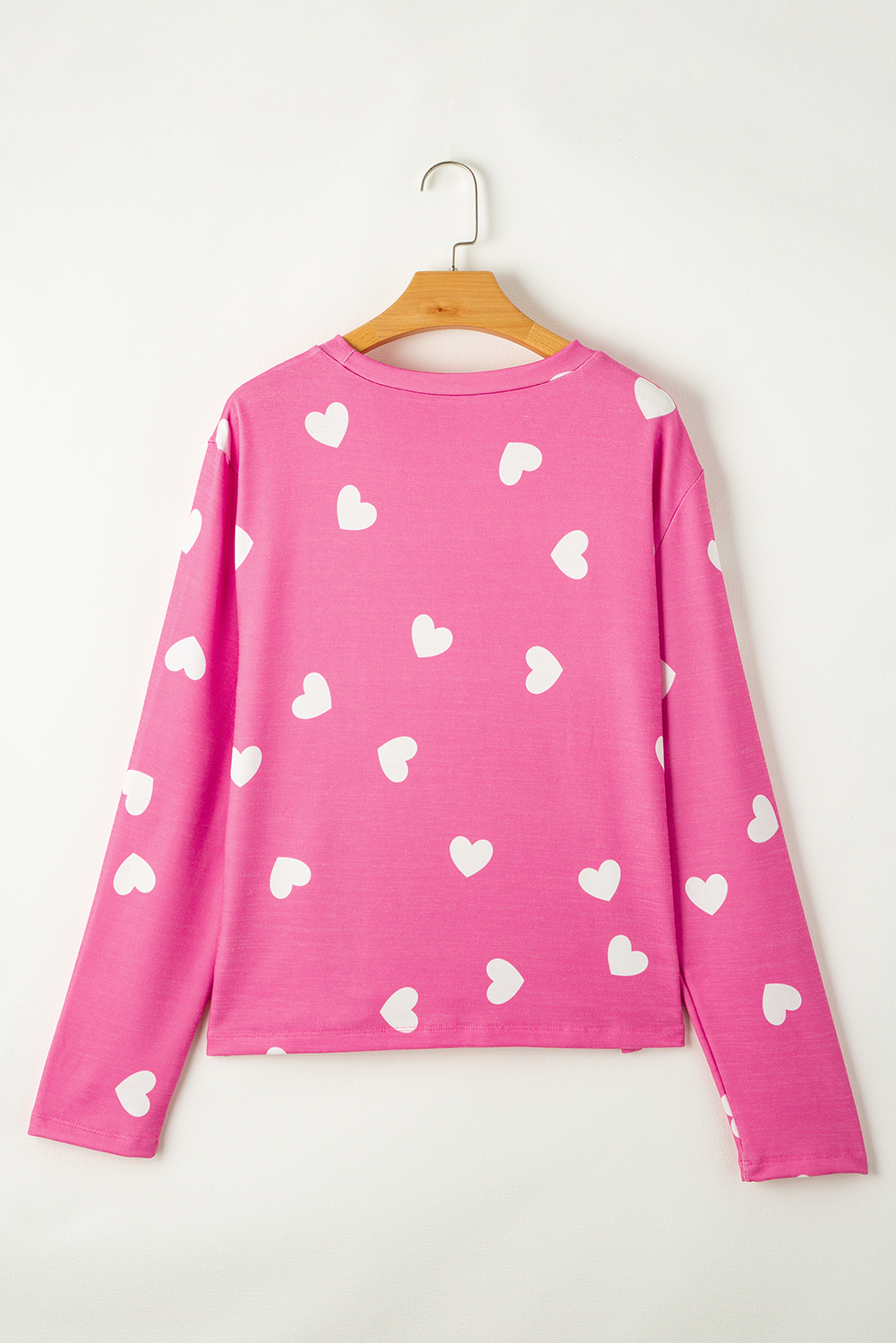 Pink Valentine Heart Print Long Sleeve Tee and Shorts Lounge Set - Image 8