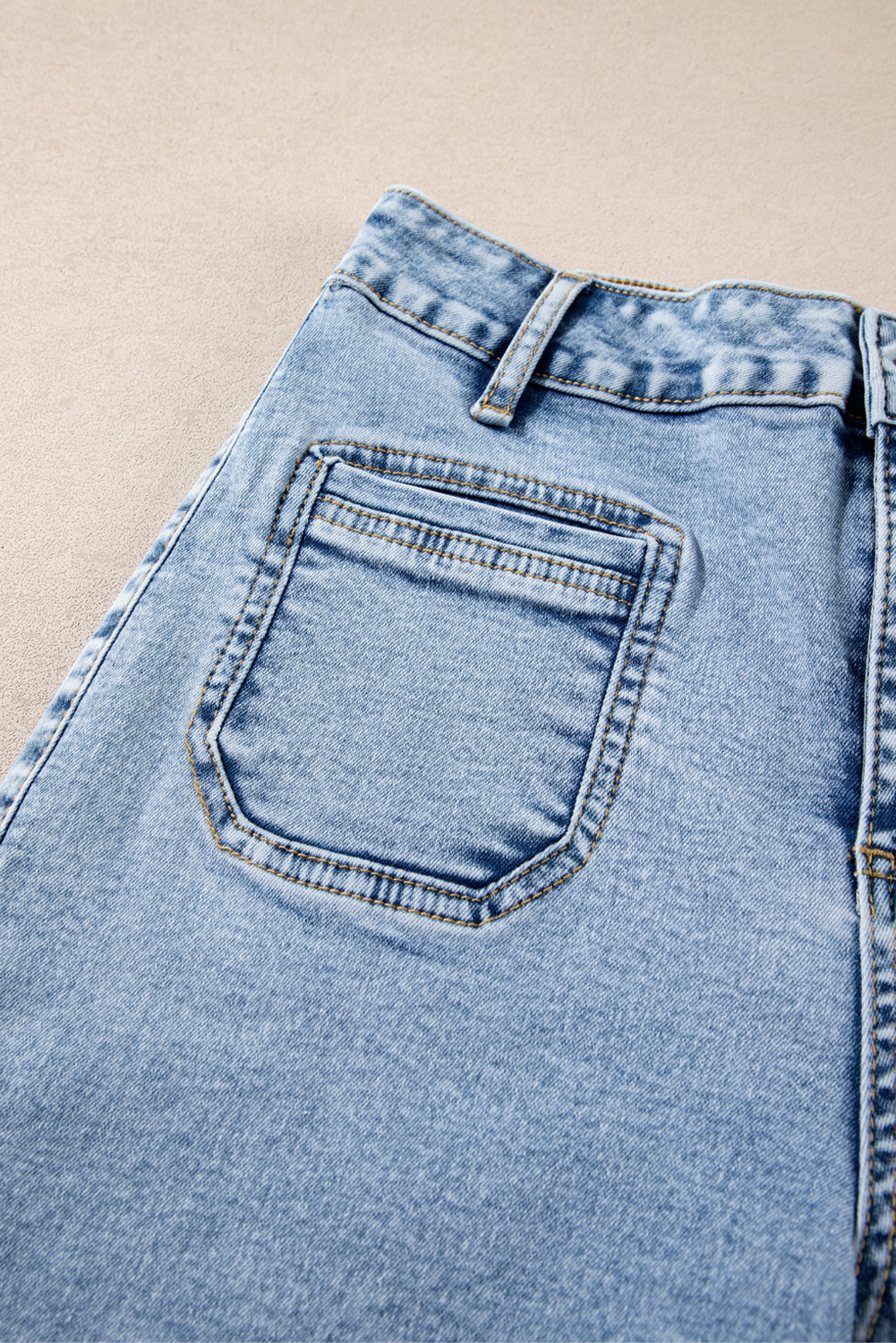 Light Blue Chic Patch Pocket Straight Leg Loose Jeans - Image 8