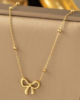 Gold Bowknot Pendant Plated Choker Necklace