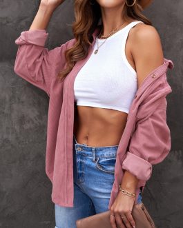 Pink Corduroy Button Pocket Shirt