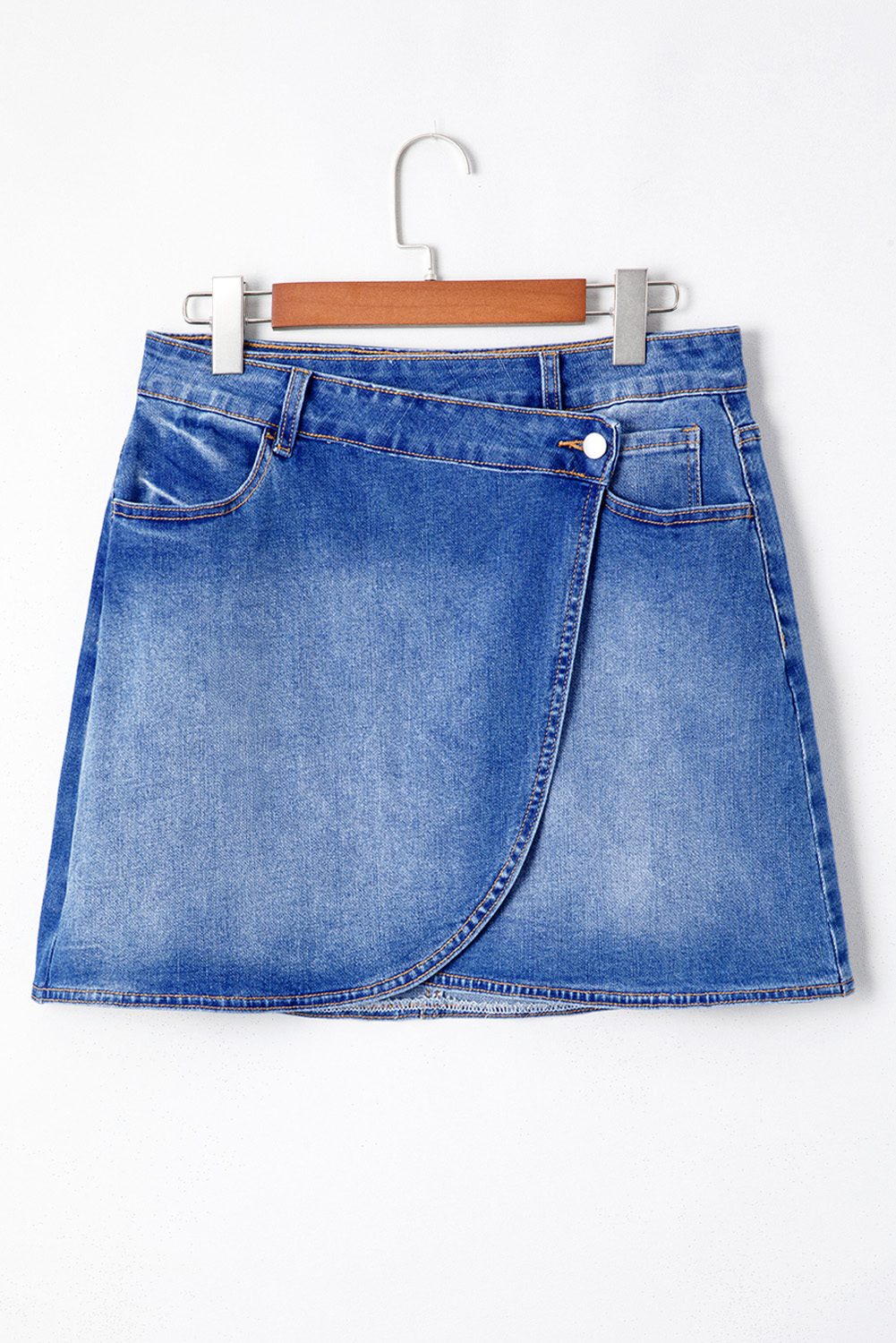 Ashleigh Blue Wrapped Crossed Waist Denim Mini Skirt - Image 3