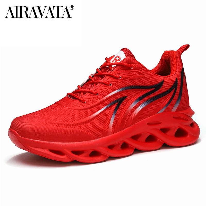 Men's Flame Printed Sneakers Flying Weave Sports Shoes - Image 8