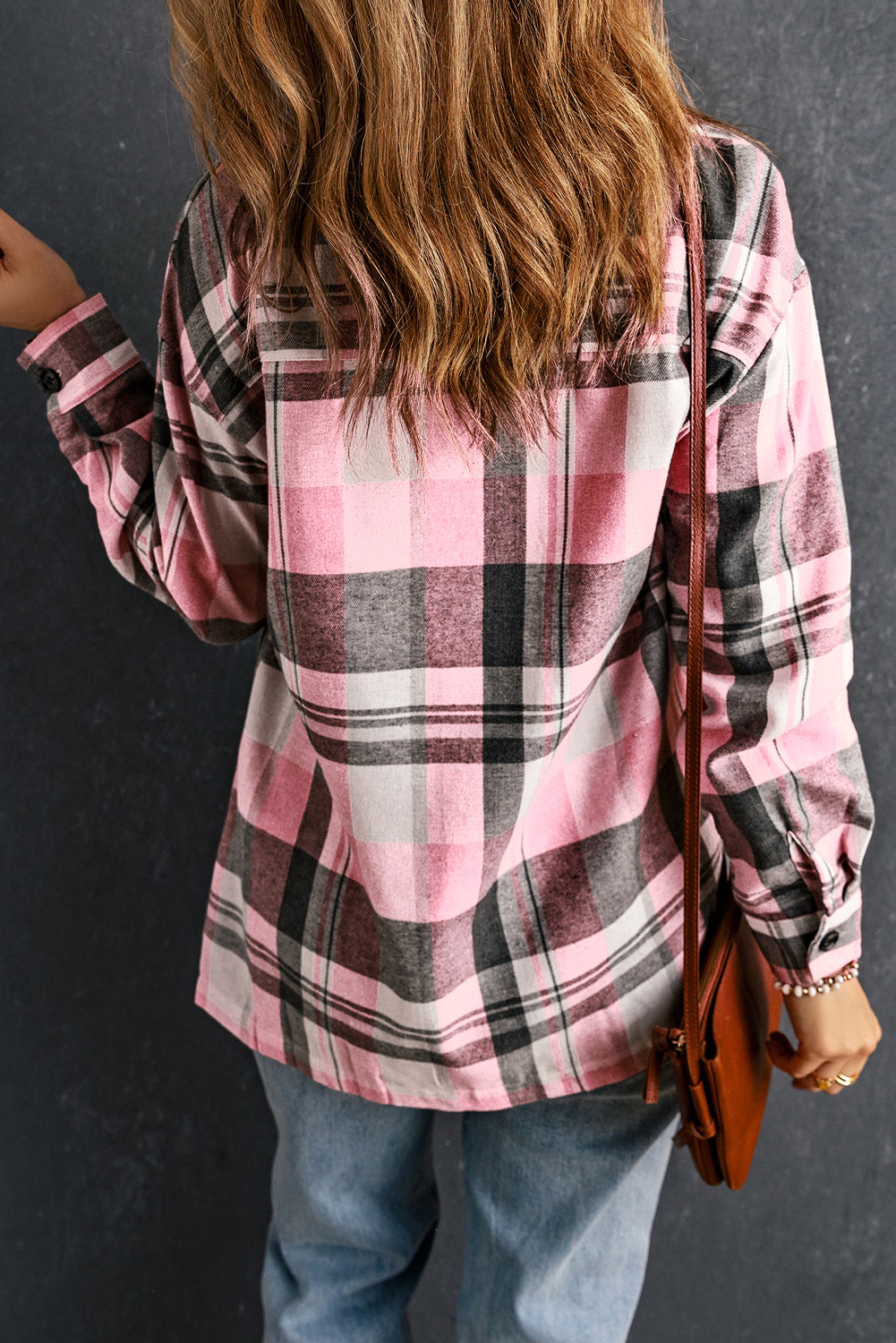 Pink Plaid Button Up Patch Pocket Shirt - Image 2