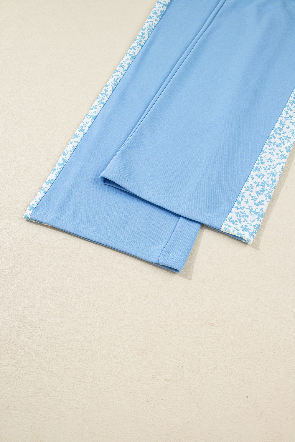 Beau Blue Floral Patchwork Drop Shoulder Pullover and Sweatpants Lounge Set - Image 18