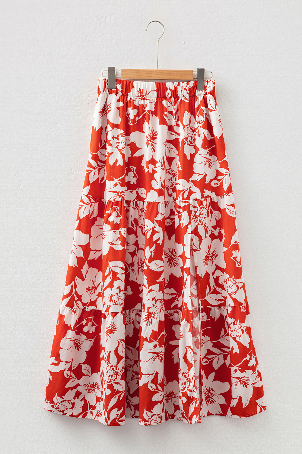 Red High Split Floral Western Cowgirl Maxi Skirt - Image 2