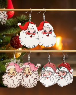 White 3 Pairs Christmas Santa Clause Pendant Hook Earrings