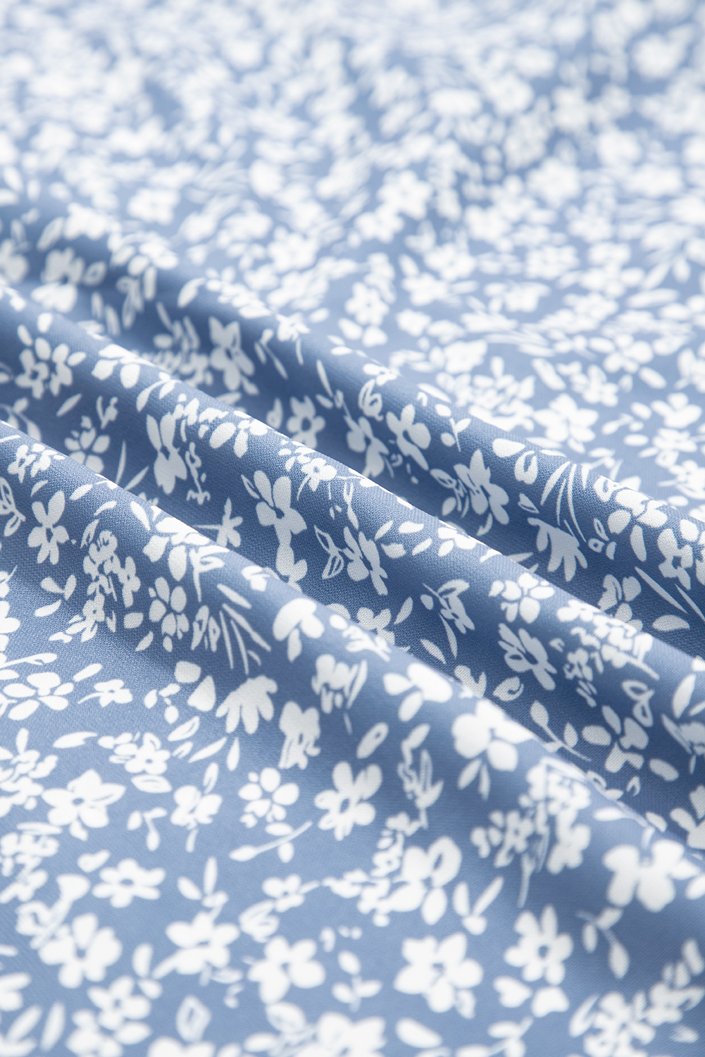 Sky Blue Boho Floral High Waist Long Skirt with Side Split - Image 8