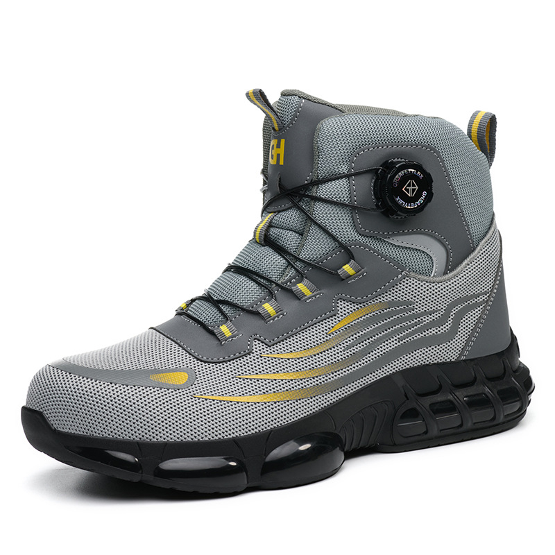 Safety Work Shoes for Men Summer Mesh Breathable Anti-Slip Rotating Buckle No-Tie Labor Protection Shoe - Image 3