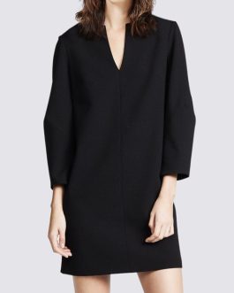 Fashion Women's Dress New V-neck Loose Solid Color Wrist Sleeve Above Knee Dresses Female Temperament Autumn