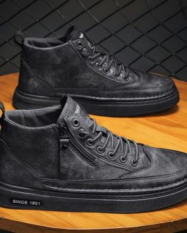 Martin boots, high top casual board shoes, trendy and versatile black workwear boots, sports and casual shoes for men