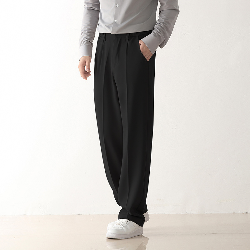 Comfortable commuting ironless suit pants for men, straight leg wide leg casual shorts, loose fitting formal pants - Image 5