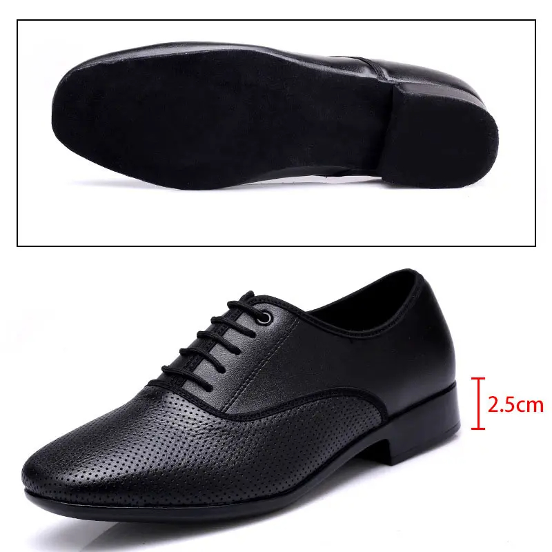 Large Size Men's Salsa Latin Ballroom Dancing Shoes Closed Toes Men Tango Jazz Shoes Cowhide Black Boy Male Dance Sneakers 38-49 - Image 2